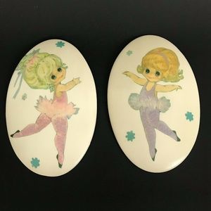 Vintage Ballerina Chalkware Wall Plaques 6.5″ Tall